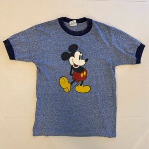 Vintage single stitch Disney Mickey Mouse ringer tee shirt blue medium